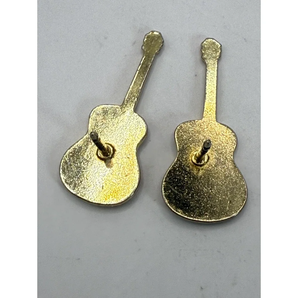 Guitar Lapel Pins Set of 2 Gold Tone‎ Musician Rock Band Accessories